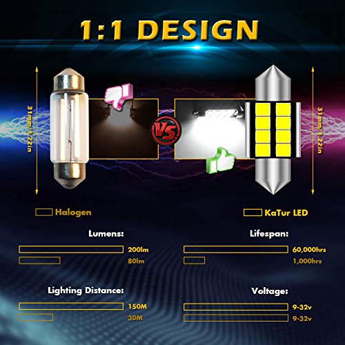 image for KATUR DE3175 DE3021 Festoon C5W Led Bulbs 31mm White Light Super Brigh