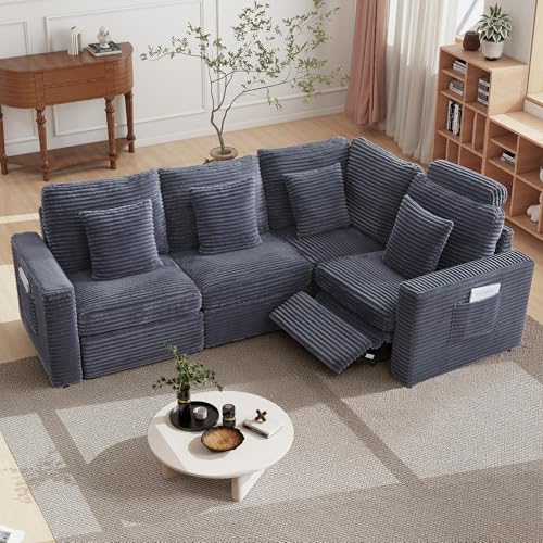 Image of RARZOE Modular Sectional Couch Armless Seats Module, Modular Sofa 2 Armless Chairs Middle Module Seats for Living Room Modular Sectional Sofa Couch, Grey