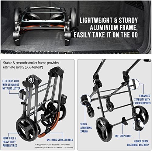 Asapoya Pet Stroller For Dog And Cat, Detachable Pet Travel Carrier & Car Seat, Aluminium Frame 4 Wheeler Travel Stroller For Pets, Lightweight And All Wheel Suspension, 45Lbs Capacity thumb #3