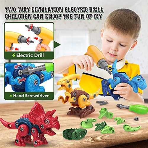 Dinosaur Toys for 3, 4, 5, 6, 7 Year Old Boys, Take Apart Toys with Electric Drill for Kids, STEM Educational Construction Building Toys, Ideal Xmas Birthday Gift, Incl Tyrannosaurus Rex Triceratop - Image 4