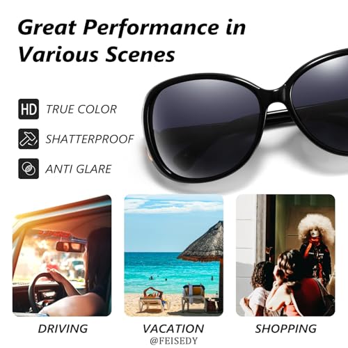 Image of IFLASH Women Oversized Polarized Sunglasses Ladies Large Shades Classic Fox Sunglasses
