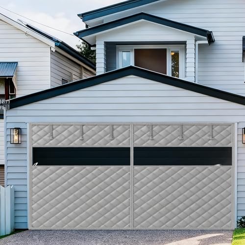 ガレージドア断熱カーテン 冬用ガレージドアスクリーン断熱キット保温断熱ドアカーテン 防風 厚手コットン&オックスフォード布 磁気式 厚手のガレージ用コットン(Grays,8x8ft/244x244cm)