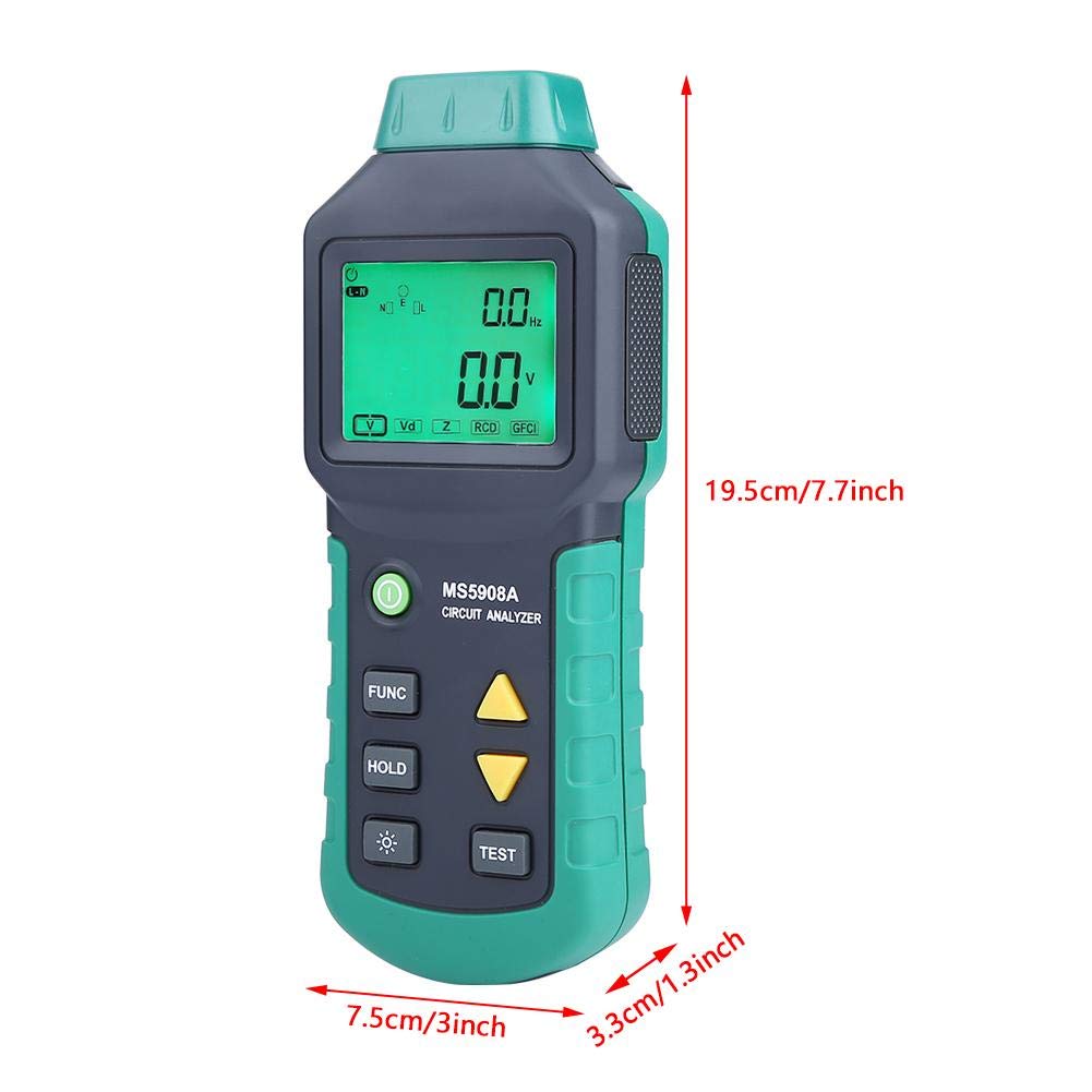 Circuit Analyzer AC100-240V RMS Circuit Analyzer Tester MASTECH MS5908A LCD Circuit Analyzer, Voltage Detector GFCI RCD Fault Tester (MS5908A US Plug) : Analizador de circuitos AC100-240V RMS Analizador de