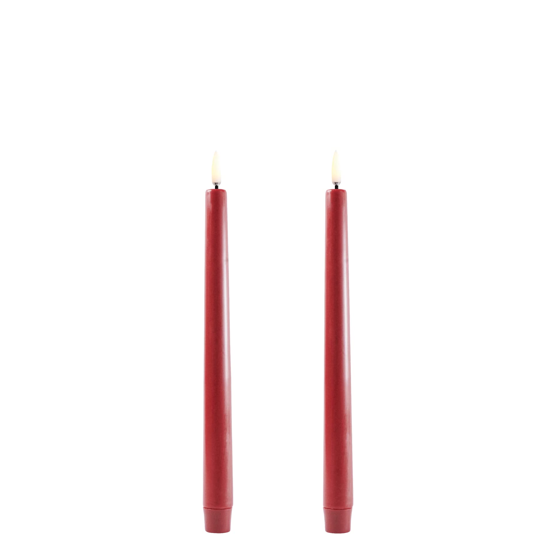 Uyuni LED-Stabkerzen Taper – 2er Set, 25 cm, Karminrot, Flammenlos
