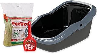 PeeWee EcoMinor Cat Litter Tray Open Bowl Cat Toilet Including 3 kg Litter Wood Pellets Pellets, Colour: Black / Anthracite product image