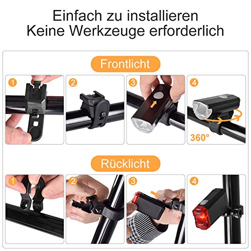 Opard Fahrradlicht, Fahrradlicht StVZO Zugelassen, LED Fahrradbeleuchtung USB Aufladbar,...