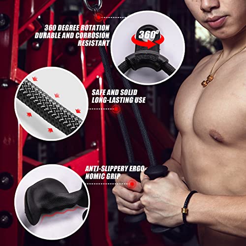 Kkh Ergonomic Triceps Rope Pull Down With Anti-Slippery Natural Rubber Grip For Activating More Muscle Fibers-Gym Rope For Push Downs, Triceps Pull Downs Crunches, Facepulls, 36" Rope Length.… #TOP3