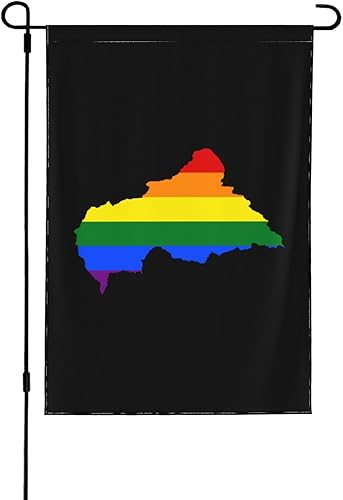 LIFANGMI LGBT Flag Map Of The Central African Republic Garden Flag 28"x40" Inch Double Sided Garden Flags Home Lawn Outdoor Decor Flags Party Banner