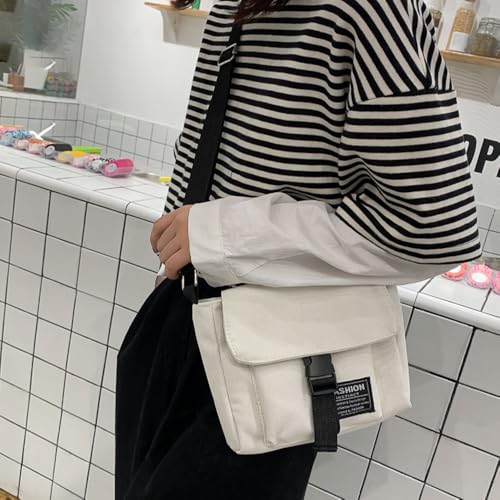 Adjustable Crossbody Bag Casual Canvas Crossbody Bag Lightweight Small Shoulder Bags for Women Men with Buckle Design4