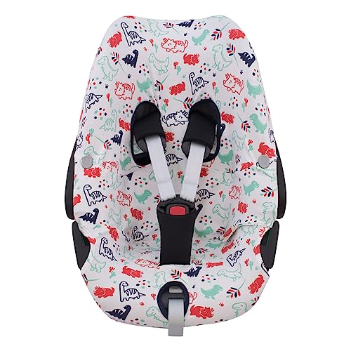 JYOKO Kids Funda de algodón para Silla de Coche Compatible con Maxi Cosi Pebble 360 Y FamilyFix 360 (Dino Party)