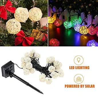 ubersweet Imported Solar String Lights 19.7ft 30 LED Rope Light Sepak 8 Modes Multicolor for Party Garden Home Festival Decoration_138237