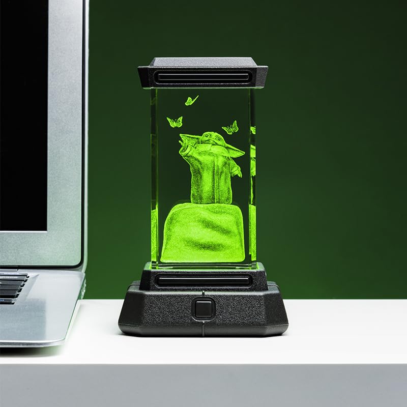 Paladone Grogu Holographic Light, 3D Laser-Etched Crystal Model of Grogu from The Mandalorian, 12cm (4.7") Tall Lighting and Star Wars Décor