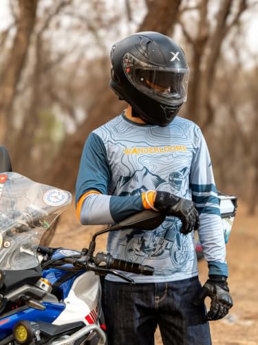 Image of WANDERLOOMS MotoMap Riding Jersey for Men | Full Sleeve Graphic Printed Sports T-Shirt for Bikers, Cycling & Outdoor Activities