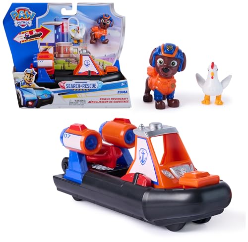 PAW PATROL - Search & Rescue: Zumas Rettungs-Fahrzeug Boot mit Rückziehmotor ca. 13 cm inkl. Hunde-Figur und Henrietta detailgetreues Design zur Serie Spielzeug ab 3 Jahren