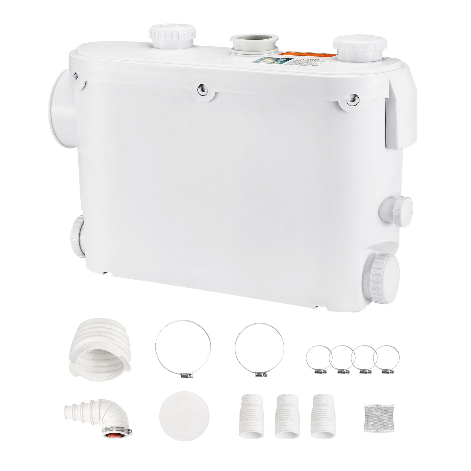 Happybuy 500W Macerator Pump – 29 GPM Flow, 8m Head, Wall-Mounted Upflush System for Toilet, Shower, Sink & Laundry