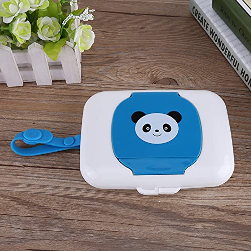 Dispensador de Caja de Pañuelos para bebé, Toallitas Húmedas para Viaje Al Aire Libre, para Cochecito y Cuna (panda azul)