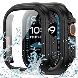 Goton Capa protetora de tela à prova d'água compatível com Apple Watch Ultra 2/1 de 49 mm, amortecedor rígido com vidro temperado para Apple Watch de 49 mm