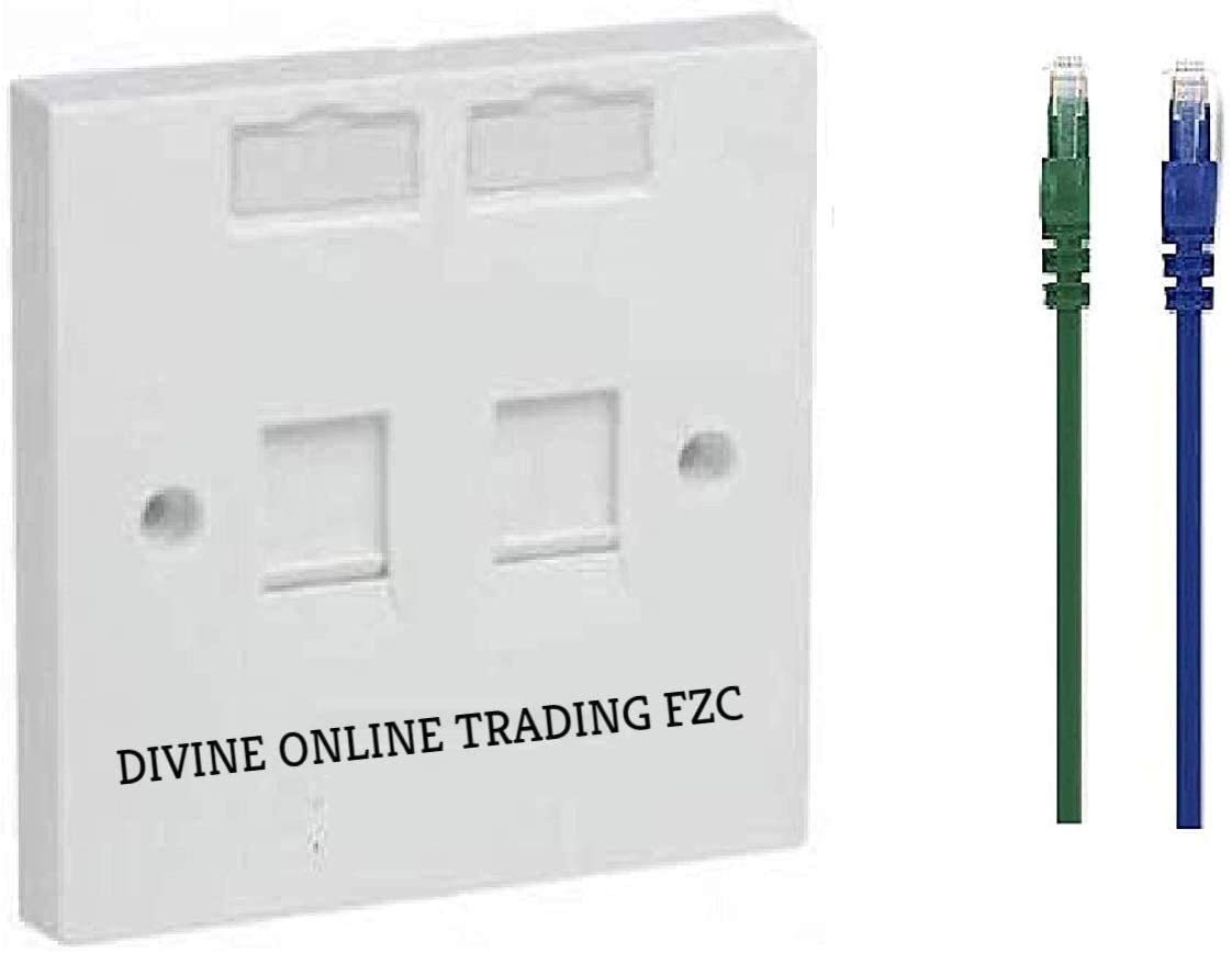 DKURVE® Wall / Face Plates Cat5E Cat6 Ethernet RJ45 Face Plate Sockets Dual Port White (5Pcs)