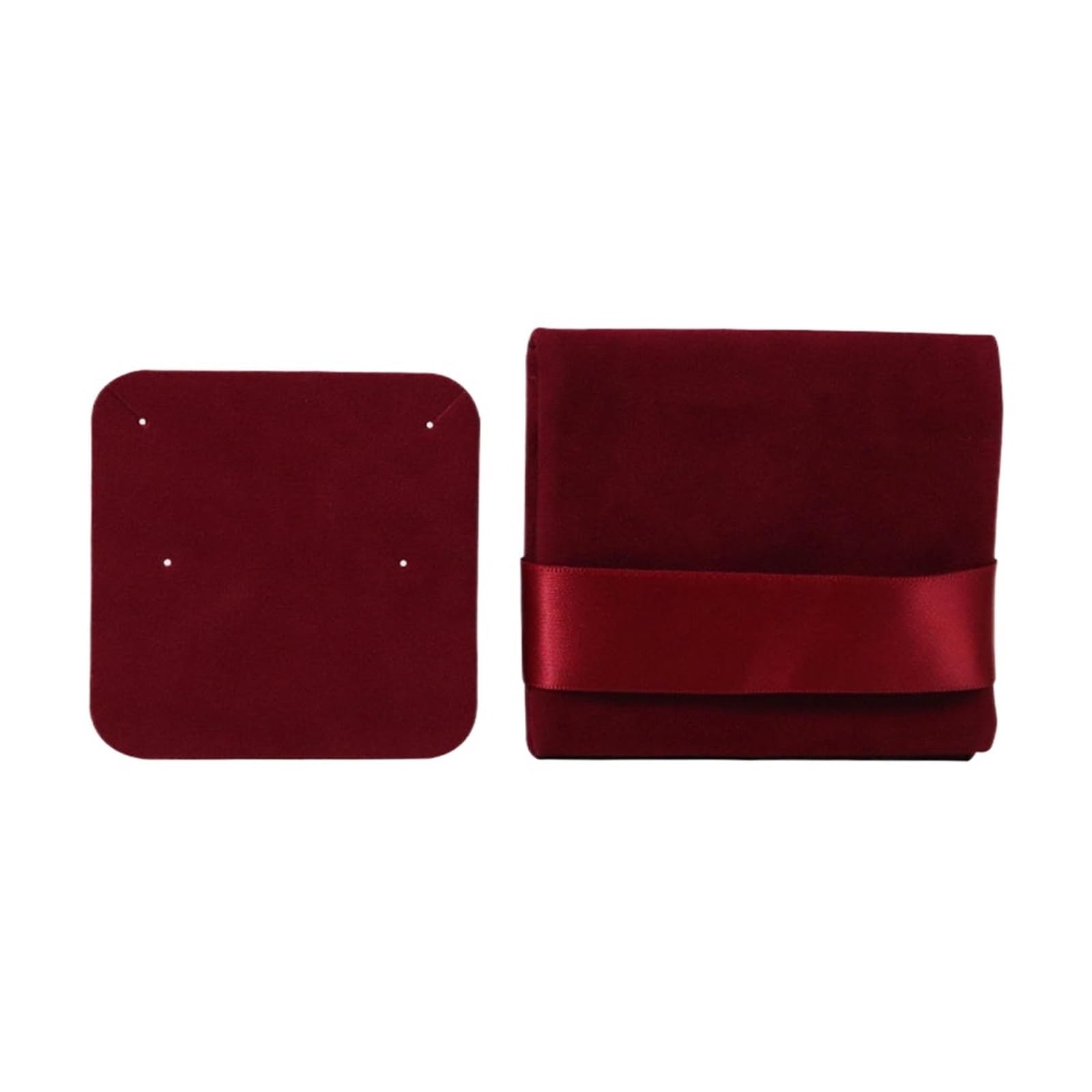 SHENJMAI Velvet Jewelry Pouches Velvet Jewelry Storage Bag Knitted Fabric Flip Ribbon for Earrings Necklace Square Socket Thicken Packaging(C-Wine red)