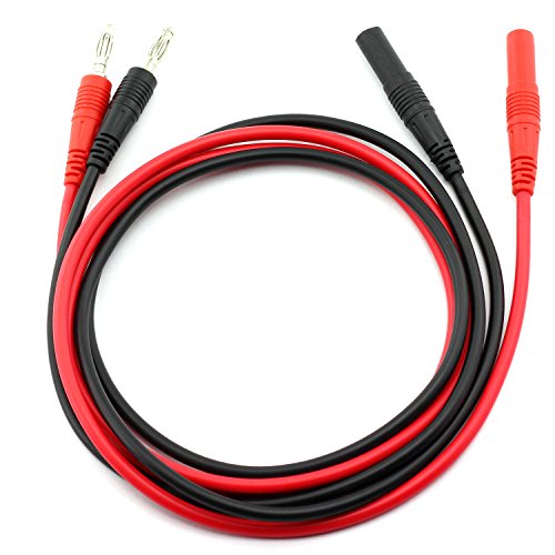 TOTOT 2 PCS Banana Plug to Banana Jack Extend Cable Test Lead Wire Cable Set 15A 1M