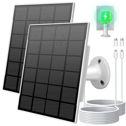 Orayafid 3w Solar Panel for Outdoor Wireless Security Cameras,Built-in Rechargeable 6000mAh Battery,Designed for Cameras 5V Micro USB & USB-C Compatible Charging, IP66 Waterproof, 10ft Long Cable