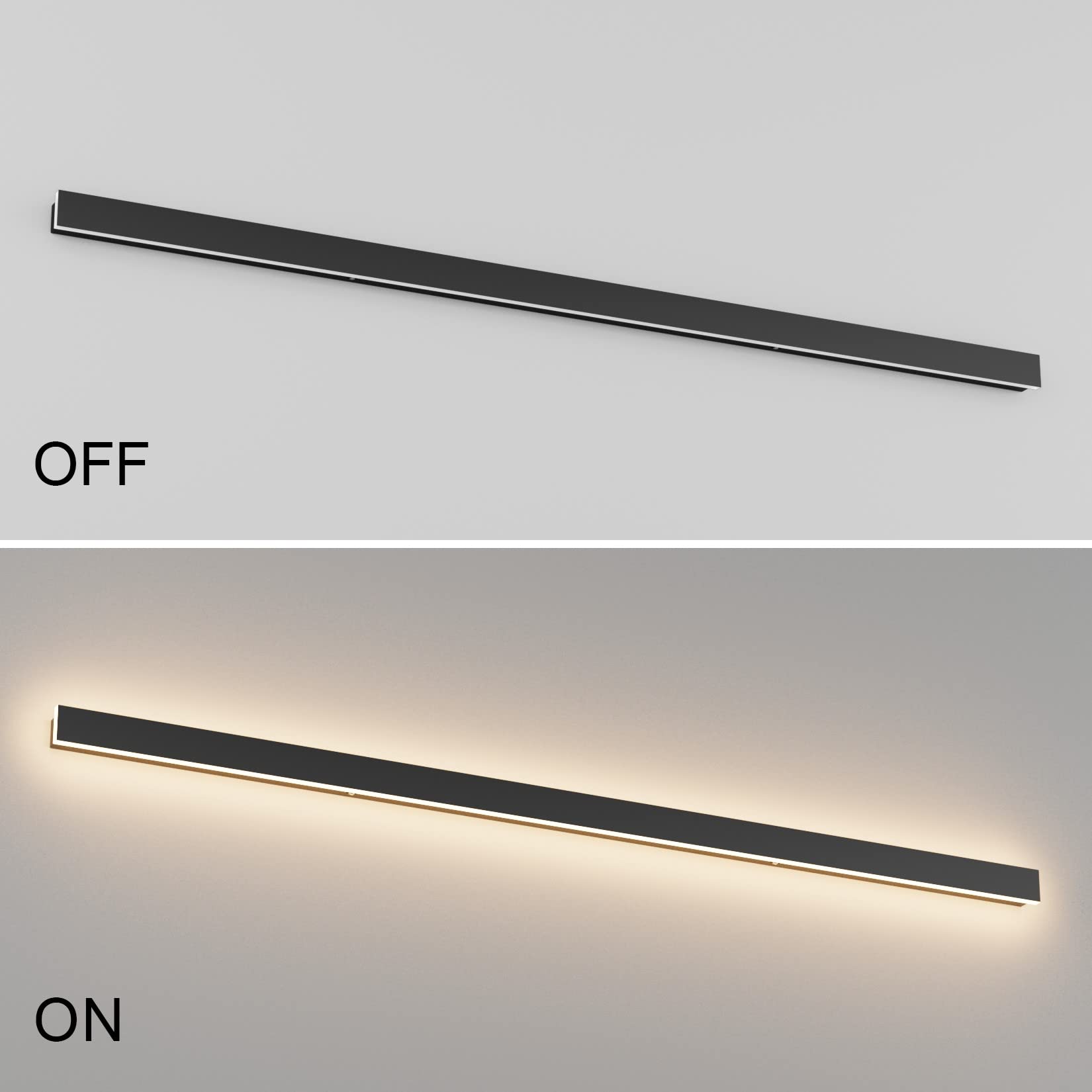 K-Bright Aplique de Pared Exterior/Interior 45W 150CM Apliques de exterior IP65 Impermeable Blanco Cálido 3000K Luz de Pared Larga para Escaleras Pasillos Balcón Patio Jardín Balcón