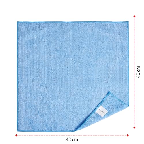 Image of Amazon Basics Microfiber Cleaning Cloth | 350 GSM | Ultra Soft | Super Absorbent | Reusable | Pack of 5 (Multicolor)- 40cm X 40cm