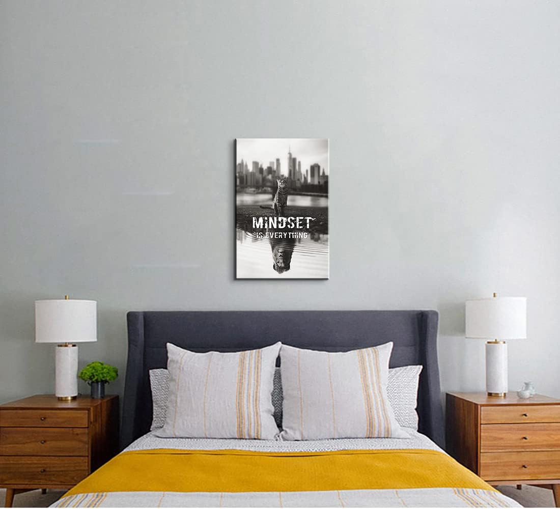 Mindset is Everything Wall Art Office Wall Decor Positive Affirmations Wall Decor Motivational Poster Quotes Wall Decor Framed Inspirational Wall Art for Office Decor (12''Wx18''H) Art-34 12.00" x 18.00"