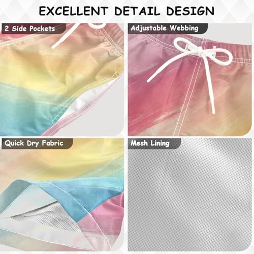 Pigsaly Boys' Swim Board Shorts Striped Rainbow Gradient Boy's Swim Trunks Kids Swimwear 5T3