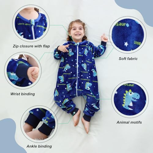 Image of MICHLEY Flannel Sleeping Sack,Baby Sleeping Bag Wearable Blankets 9M-6Y | Toddler Clothes,Unisex Pajamas, Long Sleeve,Zipper, For Autumn Winter,Suitable Girls And Boys,Warm & Breathable