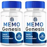 (2 Pack) Memo Genesis Capsules, Official Memogenesis Brain Health Support Pills with All Natural Ingredients, Advanced Brain Energy Supplement with Max Strength Vitamins for Women & Men (120 Capsules)