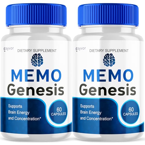 (2 Pack) Memo Genesis Capsules, Official Memogenesis Brain Health Support Pills with All Natural Ingredients, Advanced Brain Energy Supplement with Max Strength Vitamins for Women & Men (120 Capsules)