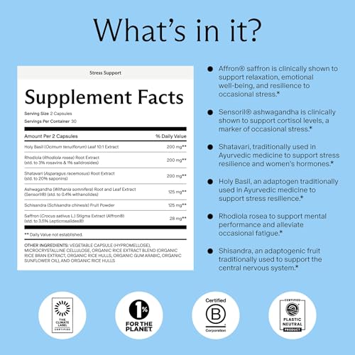 Needed. Stress Support - Herbal Blend Supporting Mood, Energy, and Hormone Balance for Women - Herbal Supplement of Shatavari, Ashwagandha, Rhodiola - Non-GMO - 30 Day Supply - 120 Capsules - Image 3