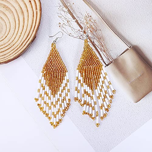 Long Beaded Tassel Earrings - Bohemia Colorful Bead Handmade Beaded Tassel Earrings，Gifts and Christmas4