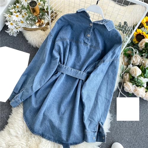 UIOKLMJH Spring Fashion Lapel Denim Shirt Women Backless Straps Waist Thin Two Wear Jacket2