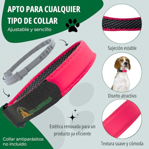 Anti-Parasitenabdeckung für Hundehalsband, Flohschutz für kleine und große Rassen, geeignet für alle Größen (Rosa, M: 36-39 cm)
