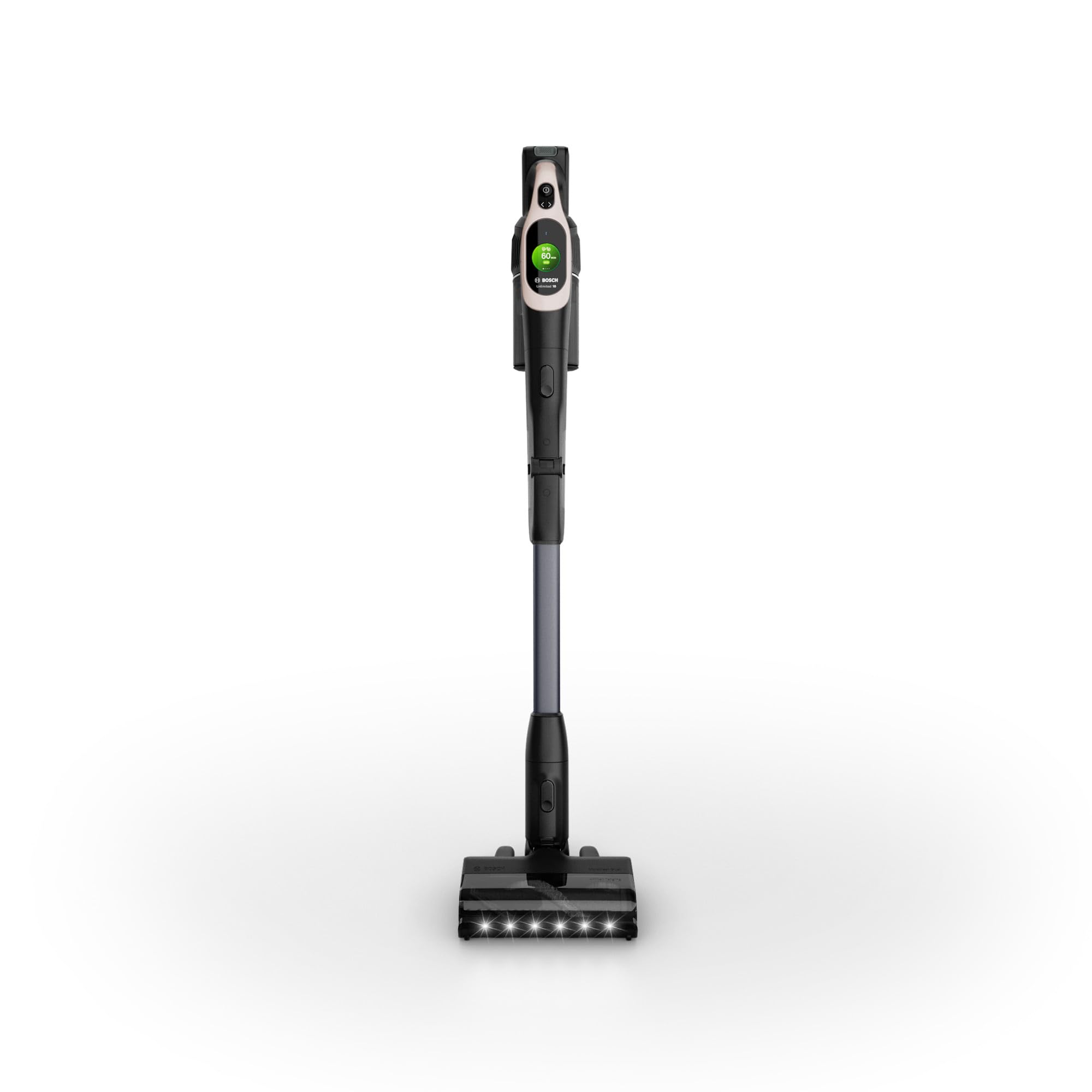 Bosch Unlimited 10 BKS104RHF, Scopa Elettrica Ricaricabile, Batteria Ricaricabile da 4,0 Ah, Tecnologia MicroClean, Compressore Slider, Tubo Flessibile, Luci LED, Rosa Cipria