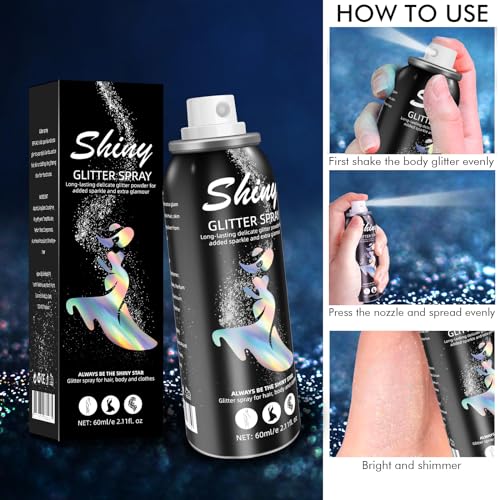Body-Glitter-Body-Glitter-Spray-Glitter-Spray-for-Hair-and-Body-Long-Lasting-and-Quick-Drying-Silver-Glitter-Hairspray-Suitable-for-Stage-Festival-Rave-and-Makeup-Prom-211-Fl-Oz