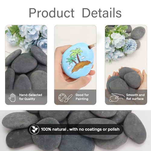 10 Stück Zierkies Kiesel, Groß Steine zum Bemalen, Zierkies, Dekosteine, Flache Steine, Kies Dekosteine Naturstein, Flache Steine zum Bemalen, DIY Malerei Handwerk Steine, Bunte Malerei & Dekoration