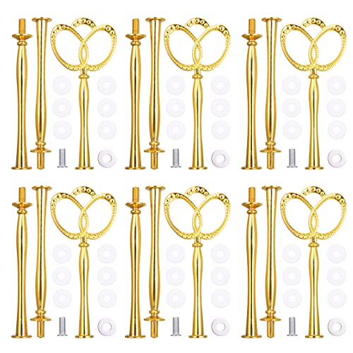 6 x 3-stöckige Cupcake-Ständer, 34,6 cm, Metallform, Kronenhalter, DIY Herstellung für Obstteller, Kuchenständer, Snack-Tablett, Ersatzteile für Teeparty, Hochzeitsdekoration (Gold) Cover