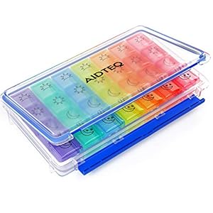 Aidteq Premium pillendoos organisator 7 dagen 4 keer per dag AM PM reisspillendispenser voor pillen, medicijnen en…