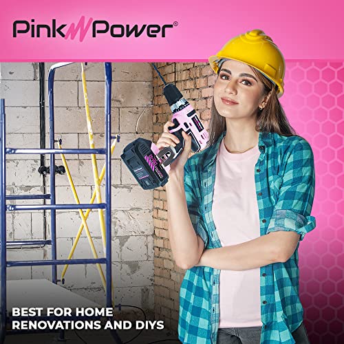 Pink Power Pink Drill Set für Frauen 20V Akku-Bohrschrauber Tool Kit für Frauen, Li-Ion Elektrische Bohrmaschine, Ladegerät & Bohrer-Set, Leichte Schraubendreher-Bohrmaschine – Bild 7