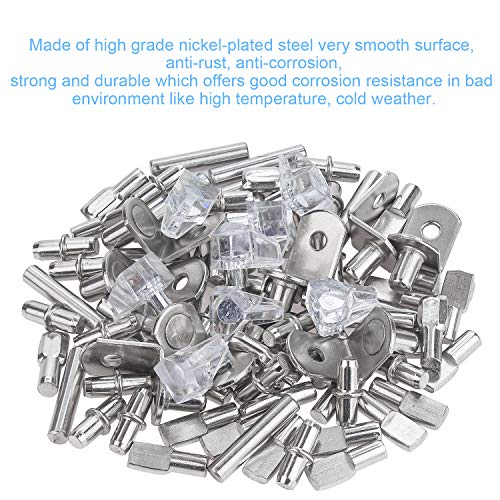 DYWISHKEY 5 Styles Shelf Pins Kit, Nickel Plated Shelf Bracket Pegs