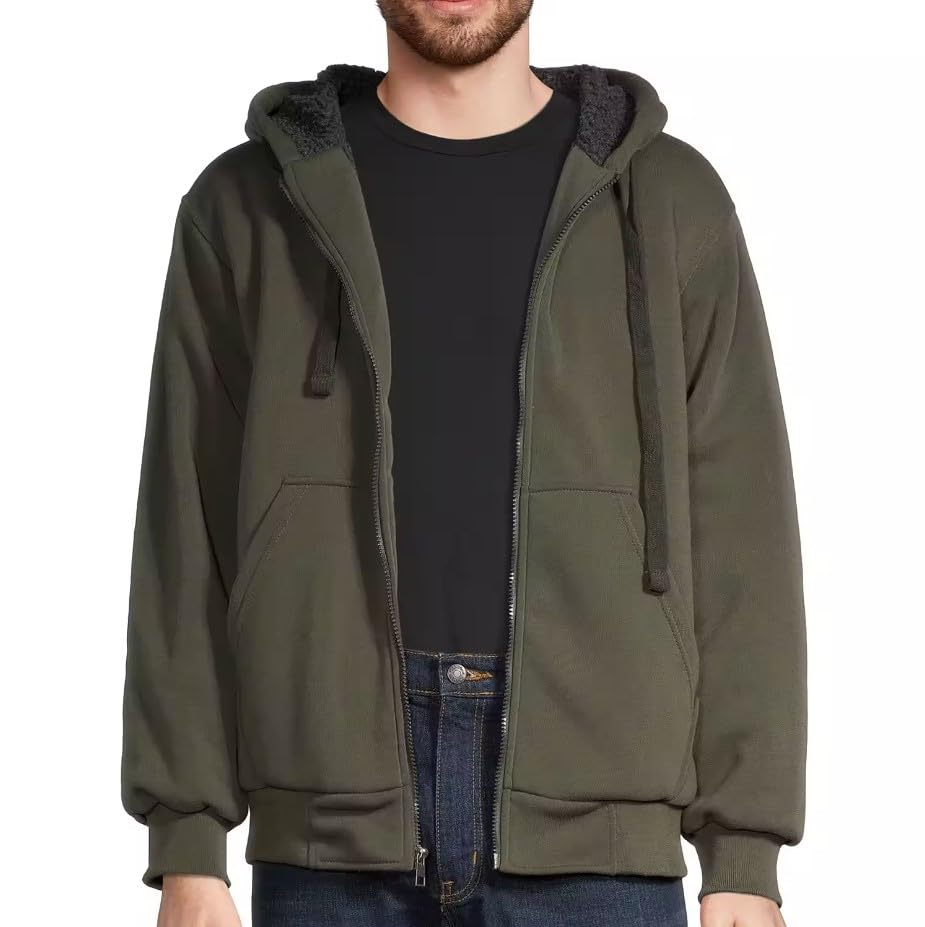 Victory Outfitters Heavyweight Sherpa Lined Fleece Hoodie Sweatshirts for Men Winter Zip up Plus Size Jacket