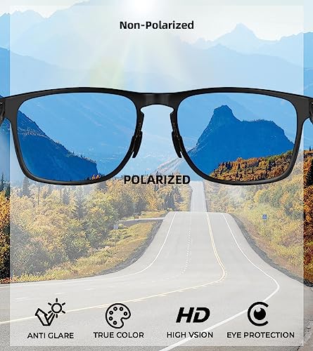 Mens Carbon Fiber Polarized Sunglasses Lightweight Rectangular Frame UV Protection Shady Sun Glasses for Driving3