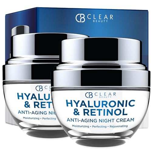 Clear Beauty Hyaluronic Acid & Retinol Day/Night Moisturizer Set - Dermatologist Tested, Anti-Aging, Hydrating Fine Lines & Wrinkles, Clean Beauty, Cruelty-Free Korean Skin Care - 1.69oz (2 Pack)