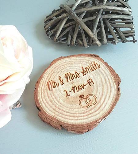Engraved Wooden Log Slice Coaster For Wedding Table Decorations