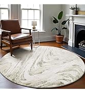 Carvapet Round Rugs, Modern Abstract Circle Rug, Washable Non Slip Rubber Backing Foldable Low Pi...