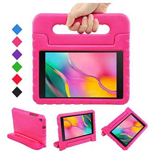 LEADSTAR Fodral till Samsung Galaxy Tab A 8.0 2019, stöttåligt lätt skydd handtag stativ barnfodral passar Galaxy Tab A 8 tum SM-T290/SM-T295 2019 surfplatta, för barn (ros)