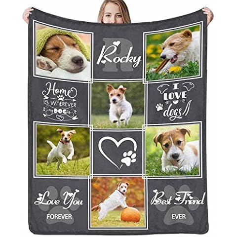 Personalised Memorial Blanket with Photos and Name,in Loving Memory Gifts for Loved Ones Lost,Custom Sympathy Throws Blankets for Dogs Cats Pets Lover,40"x50"Inch Cover